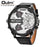 Oulm Brand Super Big Dial Men's Watches Dual Time Zone Watch Casual PU Leather Luxury Brand Men Quartz Wristwatch