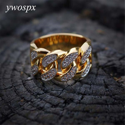 Luxury Zircon Cross Gold Color Rings for Men/Women Jewelry Wedding Anel Engagement Statement Ring Anillos Bijoux Gifts Y30