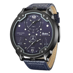 Oulm Men's Casual Sports Watches Unique Design Big Watch Male Leather Strap Quartz