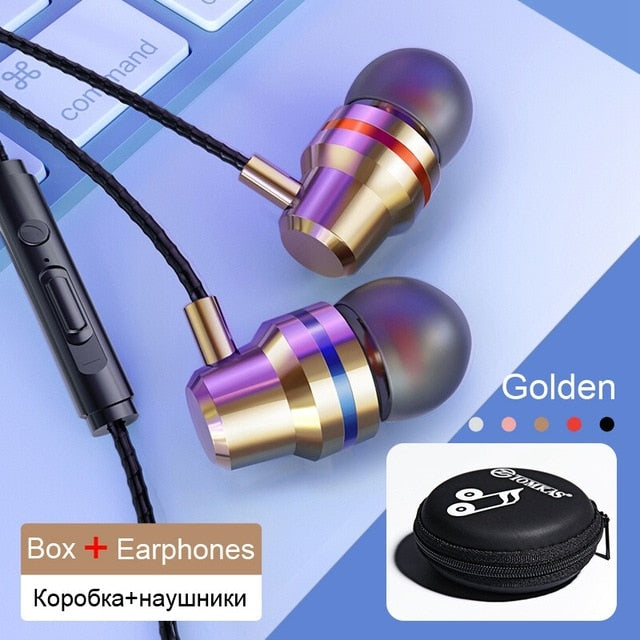 TOMKAS Wired Earbuds Headphones 3.5mm In Ear Earphone Earpiece With Mic Stereo Headset 5 Color For Samsung Xiaomi Phone Computer