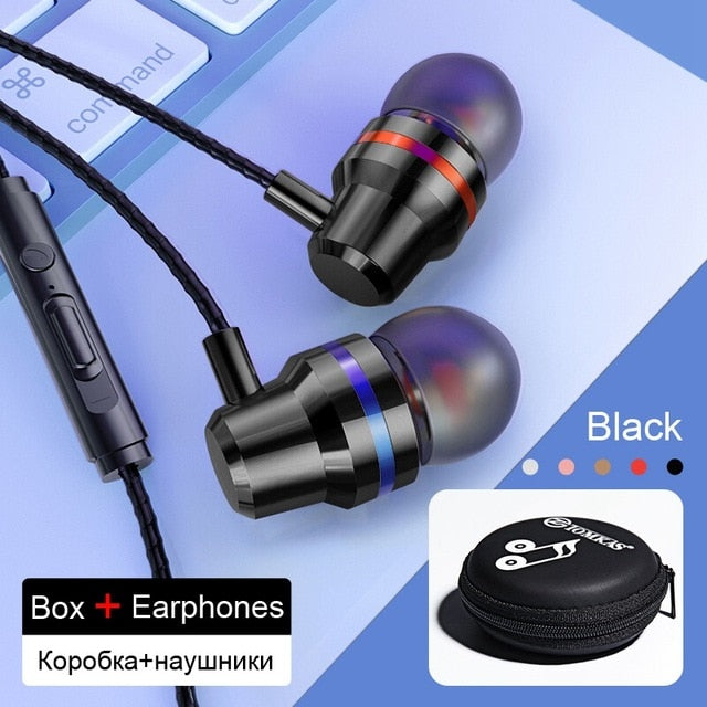 TOMKAS Wired Earbuds Headphones 3.5mm In Ear Earphone Earpiece With Mic Stereo Headset 5 Color For Samsung Xiaomi Phone Computer