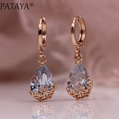 PATAYA Ladies Cubic Zirconia Water Drop Fashion Earrings