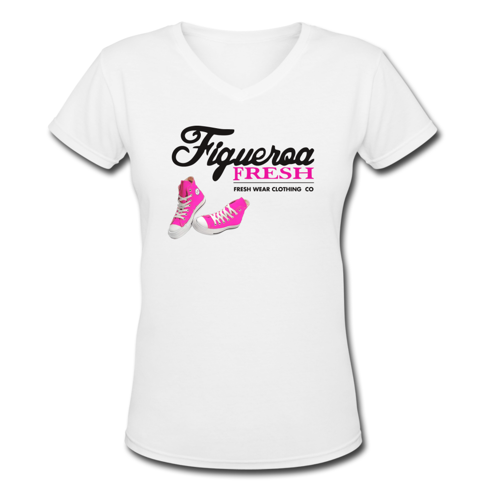 Women's V-Neck Figueroa fresh tee's - white