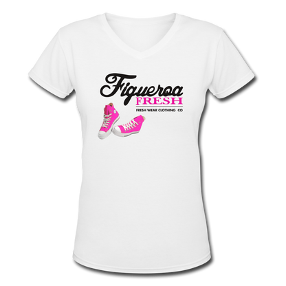 Women's V-Neck Figueroa fresh tee's - white