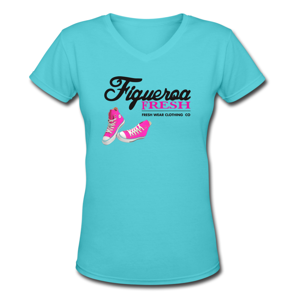 Women's V-Neck Figueroa fresh tee's - aqua